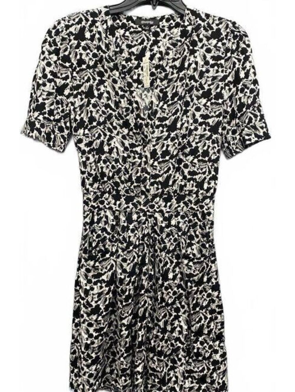 Madewell size 0 black white printed short sleeve dress-nwt